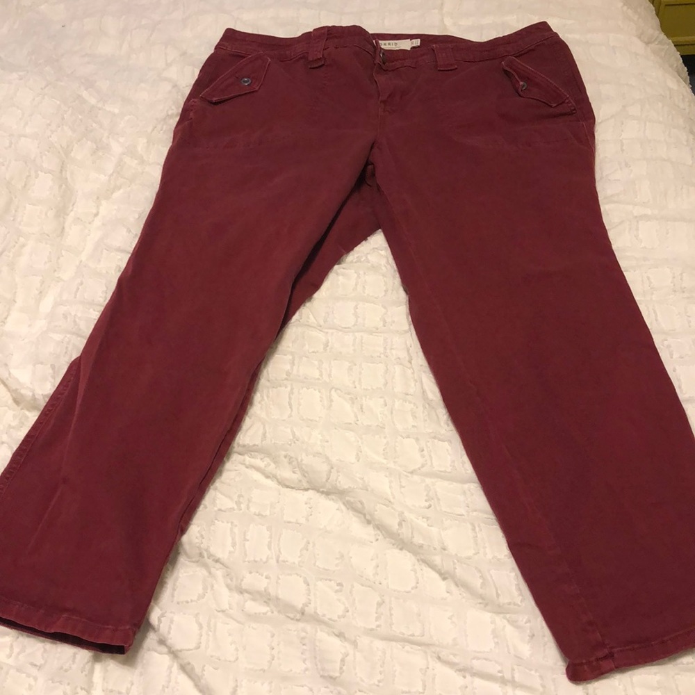 Red Military Crop Pants